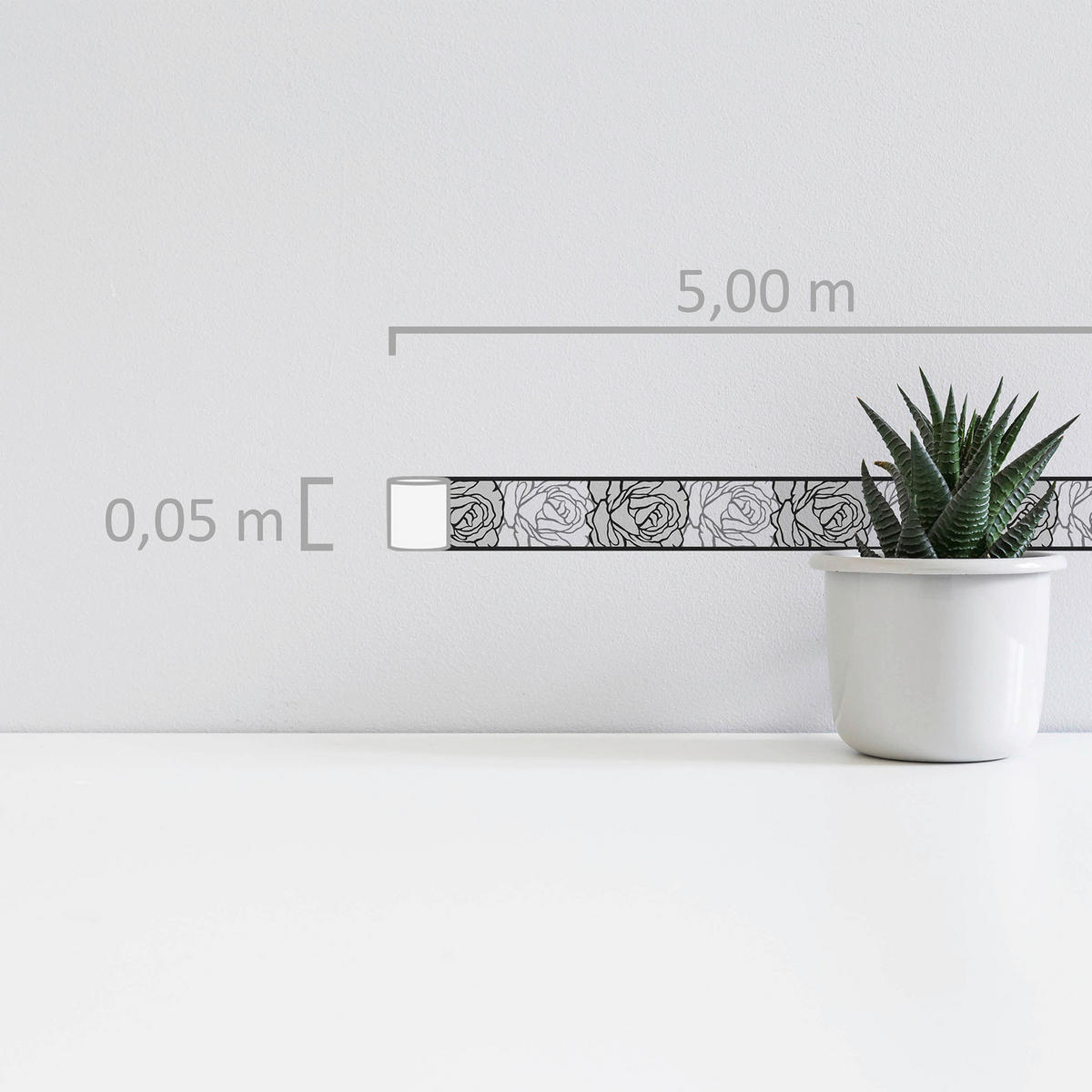 A.S.Creation Bordüre grau schwarz weiß B/H/D: ca. 5x500x5,5 cm Bordüre_selbstklebend - weiß/schwarz (5,50/500,00cm) - A.S.Creation