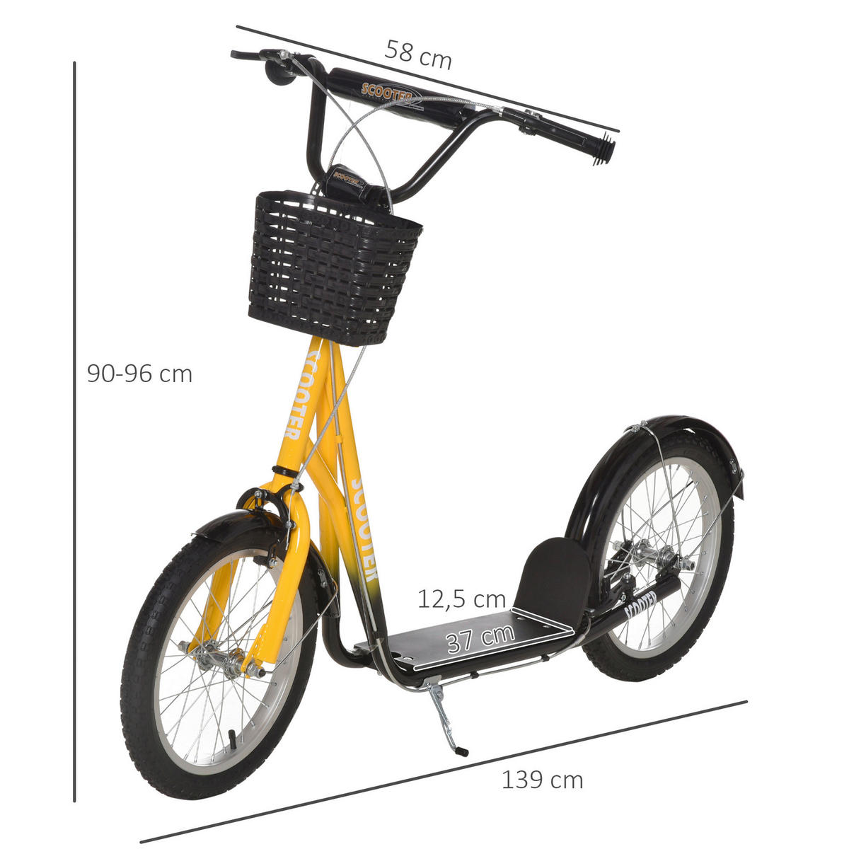 HOMCOM Kinder-Kickroller orange B/H/L: ca. 58x96x139 cm Kinder-Kickroller - orange/schwarz (139,00/58,00/96,00cm) - HOMCOM