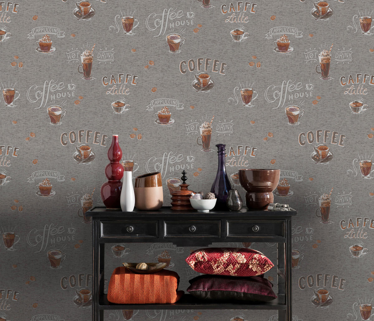 Erismann Vliestapete Coffee grau B/L: ca. 53x1005 cm Vliestapete_10410-47 VW15 unten - grau (53,00/1005,00cm) - Erismann