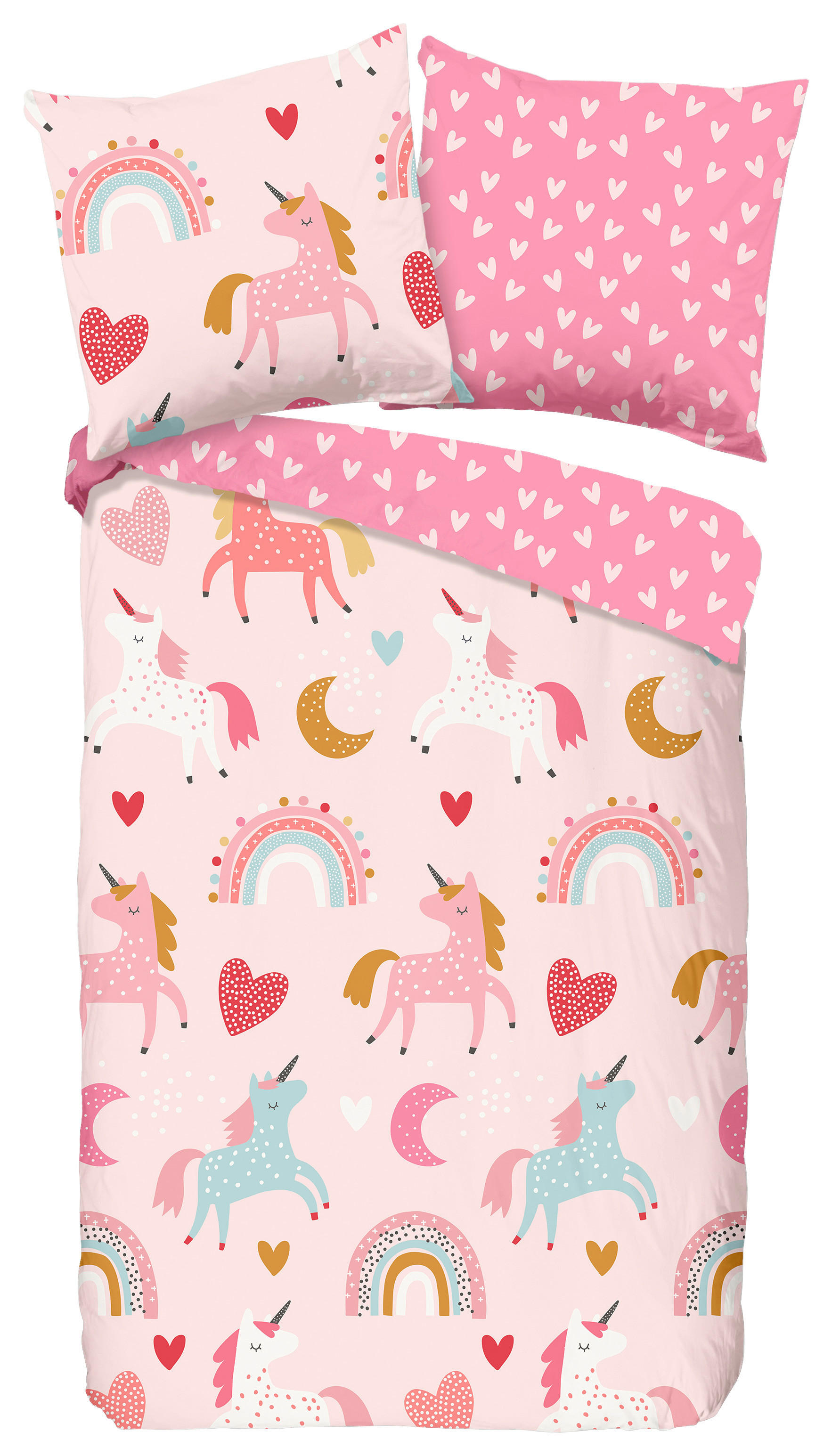 Baumwoll Bettwäsche Unicorn Flanell Unicorn - pink (135,00/200,00cm) - Good Morning