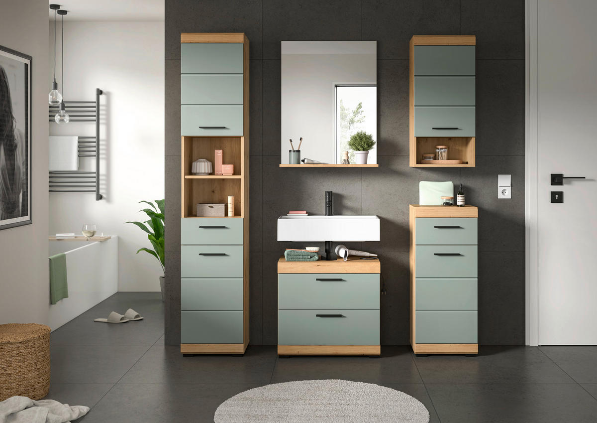 Badezimmer-Set Scout Eiche Artisan Nachbildung salbei Nachbildung B/H/T: ca. 164x191x37 cm Scout - Eiche/salbei (164,00/191,00/37,00cm) - xonox.home
