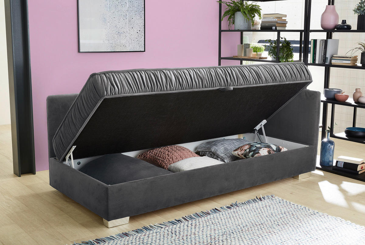 Polsterliege grau Microfaser B/H/T: ca. 207x87x98 cm Dana_Polsterliege - Chrom/grau (207,00/87,00/98,00cm)