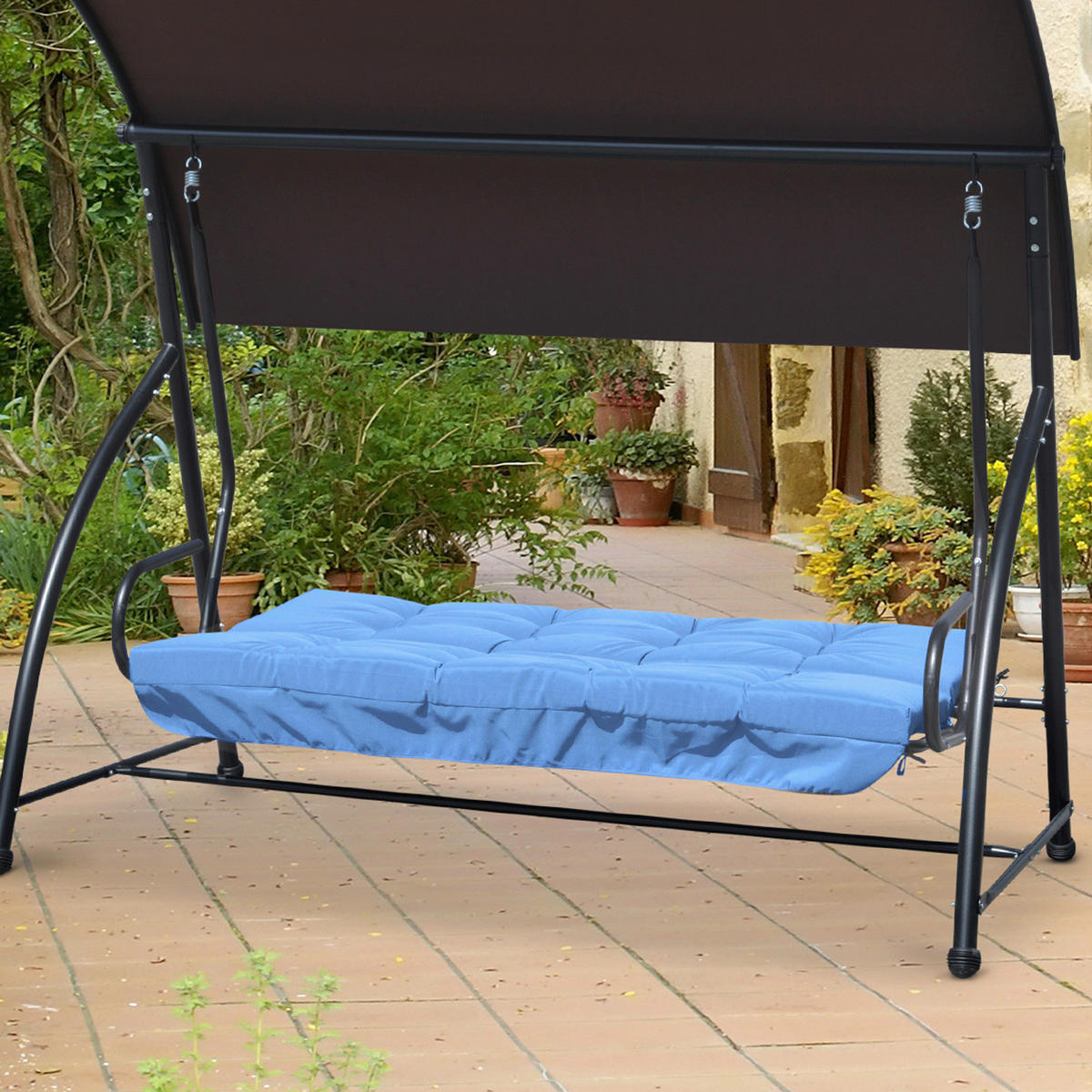 Outsunny Sitzkissen blau Polyester B/H/L: ca. 100x8x170 cm Sitzkissen - blau (170,00/100,00/8,00cm) - Outsunny