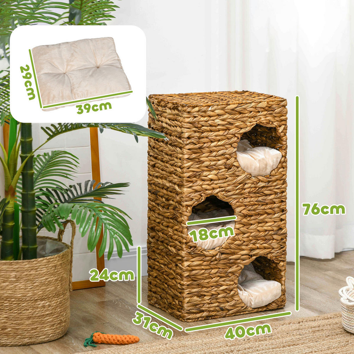 PawHut Kratztonne braun Stahl B/H/L: ca. 31x76x40 cm Kratztonne - braun (40,00/31,00/76,00cm) - PawHut