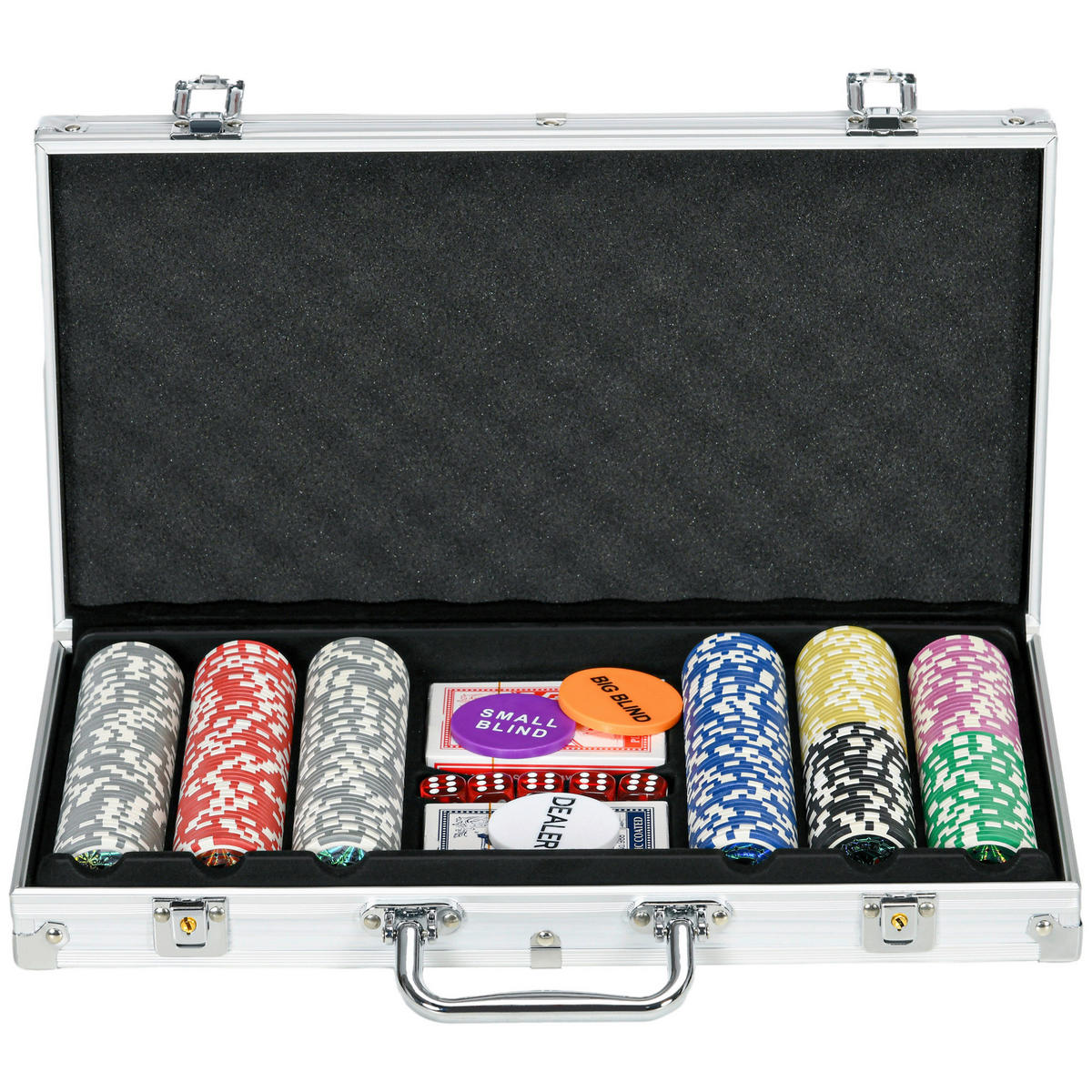 SPORTNOW Spielzeug B/H/L: ca. 23x38,5x6,5 cm Pokerkoffer_Set - silber (6,50/23,00/38,50cm) - SPORTNOW