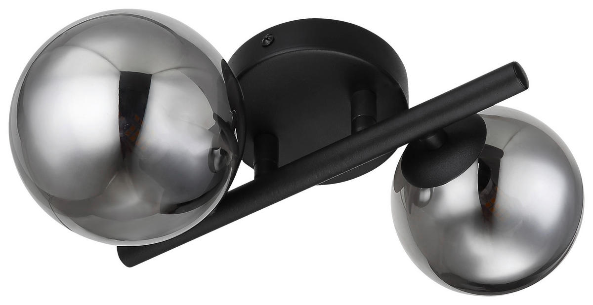 GLOBO Wandleuchte 56133-2W Riha schwarz Rauch Metall Glas B/H/L: ca. 25x12,5x24 cm G9 2 Brennstellen Riha - schwarz/Rauch (24,00/25,00/12,50cm) - GLOBO