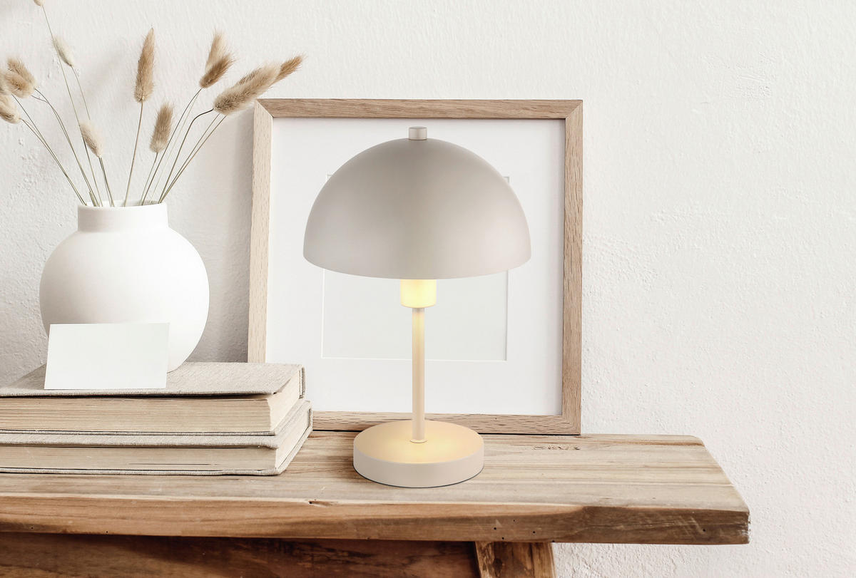 GLOBO Tischleuchte sand Metall H/D: ca. 31x20 cm E14 1 Brennstellen Atoma - sand (20,00/31,00cm) - GLOBO