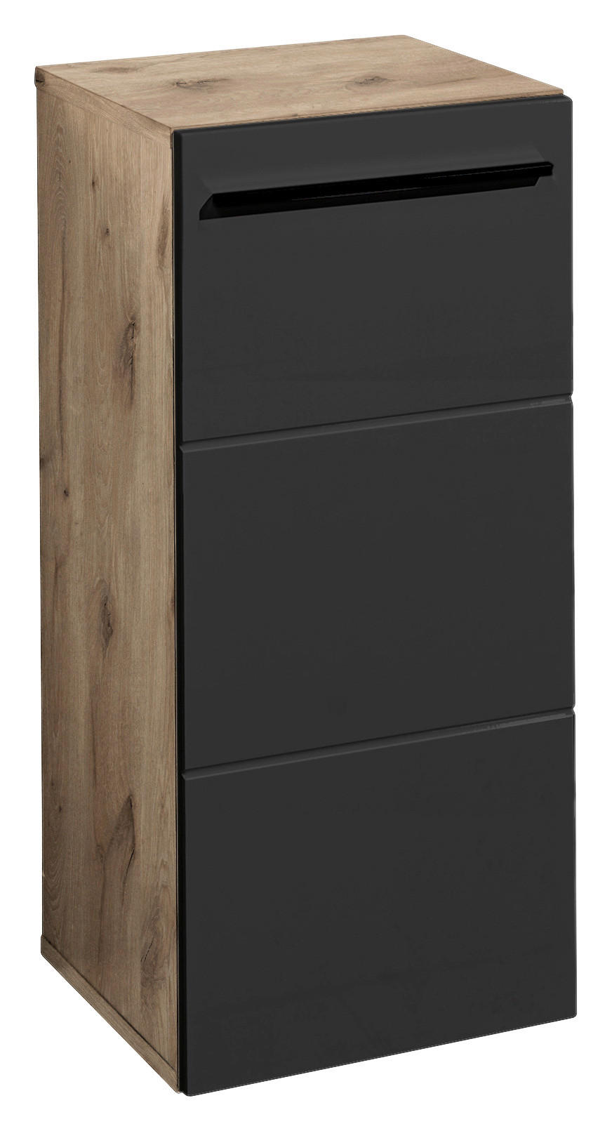 Midischrank Vista Oak Eiche Viking Nachbildung schwarz matt B/H/T: ca. 34x72x31 cm Vista - schwarz/Oak (34,00/72,00/31,00cm)