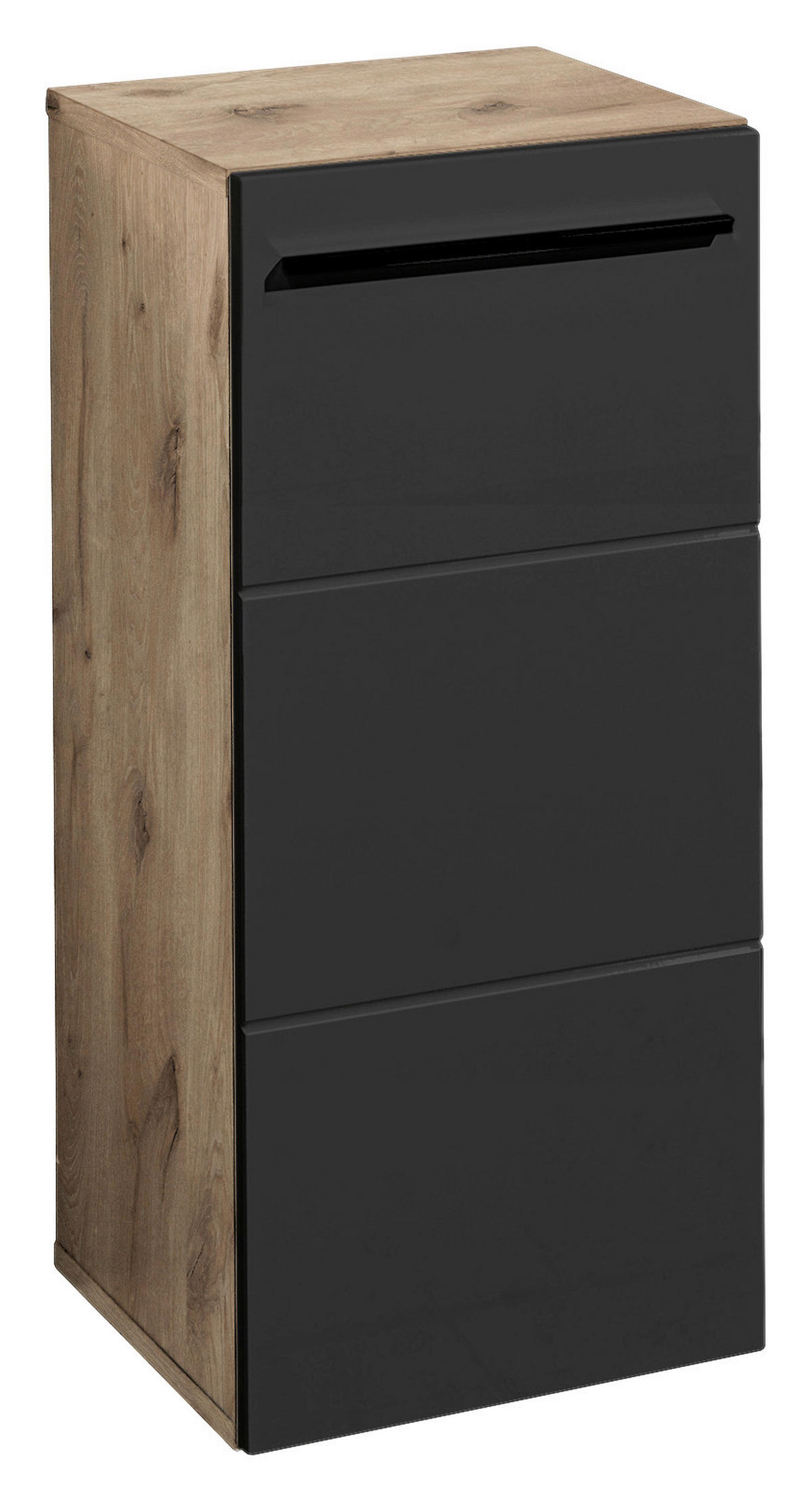 Midischrank Vista Oak Eiche Viking Nachbildung schwarz matt B/H/T: ca. 34x72x31 cm Vista - schwarz/Oak (34,00/72,00/31,00cm)