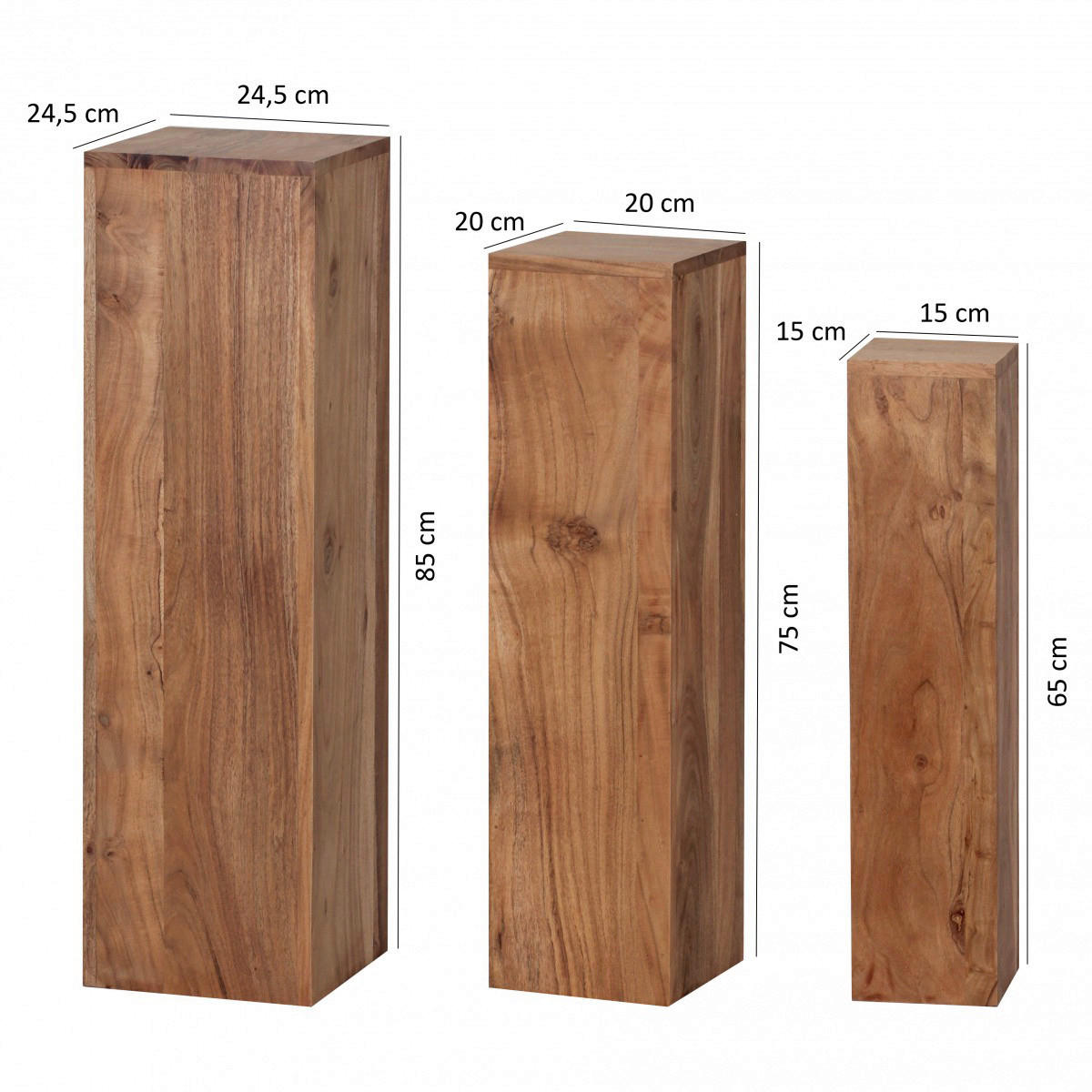 Beistelltisch 3er-Set. natur Akazie 3er-Set. - natur - Wohnling