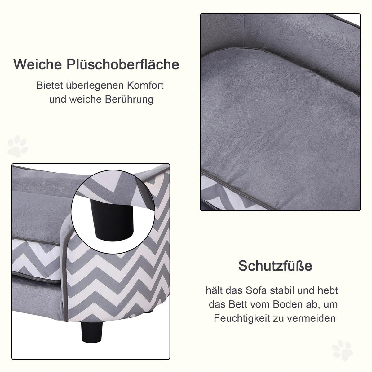 PawHut Hundebett grau Holz B/H/L: ca. 41x33,5x67 cm Hundebett - grau (67,00/41,00/33,50cm) - PawHut