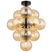 GLOBO LED-Deckenleuchte schwarz amber Metall Glas H/D: ca. 50x39,5 cm 13 Brennstellen CONOR - schwarz/amber (39,50/50,00cm) - GLOBO