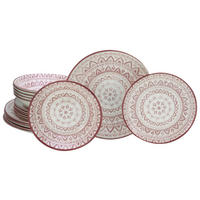 CreaTable Tafelservice Mexico rot Steingut 18 tlg. Mexico - rot (31,50/30,50/33,00cm) - CreaTable