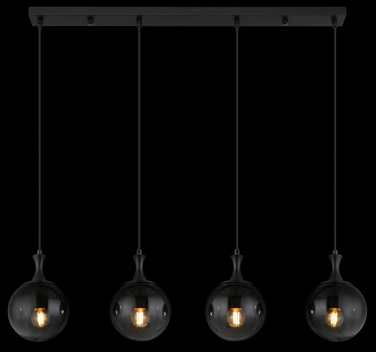 GLOBO LED Pendelleuchte mattschwarz Rauch Metall Kunststoff Glas B/H/T: ca. 90x130x15 cm 4.0 Brennstellen DALTON - mattschwarz/Rauch (90,00/130,00/15,00cm) - GLOBO