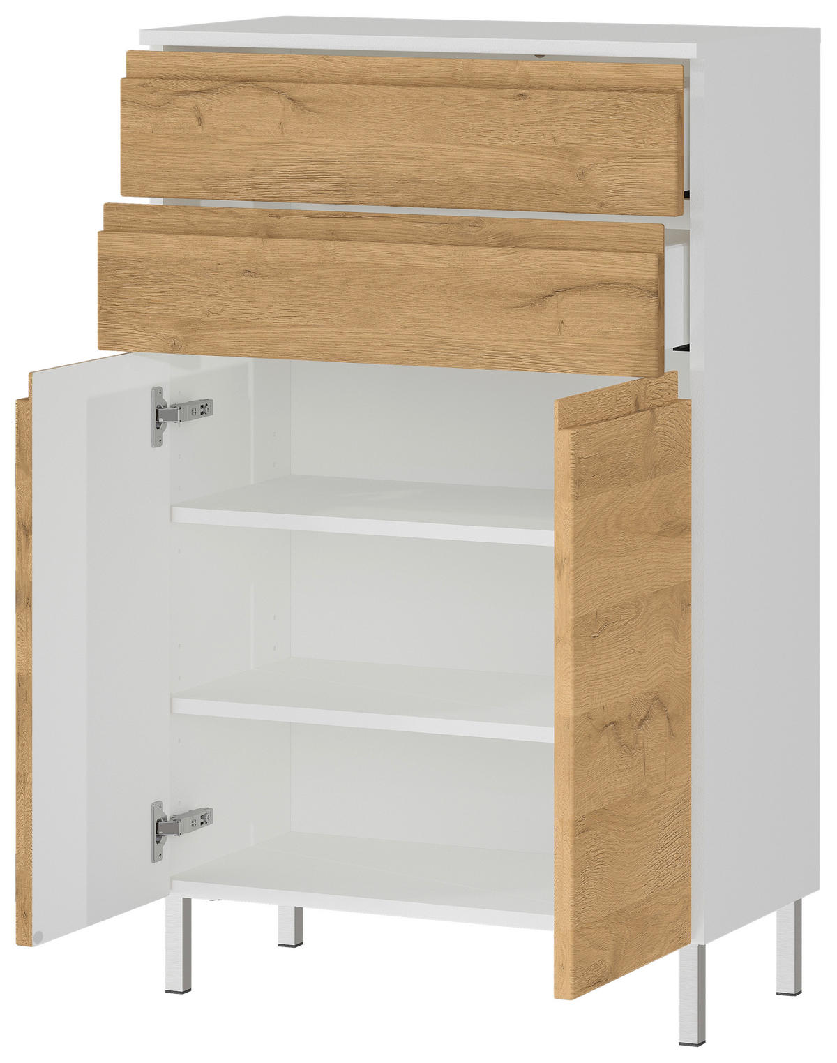 Kommode 4332-559 weiß Eiche Grand-Son Nachbildung B/H/T: ca. 60x97x34 cm 4332-559 - Eiche/weiß (60,00/97,00/34,00cm) - Germania
