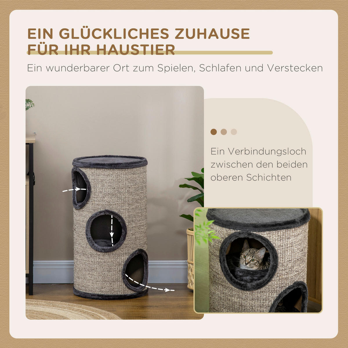 PawHut Tier-Zubehör grau Polypropylen B/H/L: ca. 38x38x70 cm Kratztonne - grau (70,00/38,00/38,00cm) - PawHut