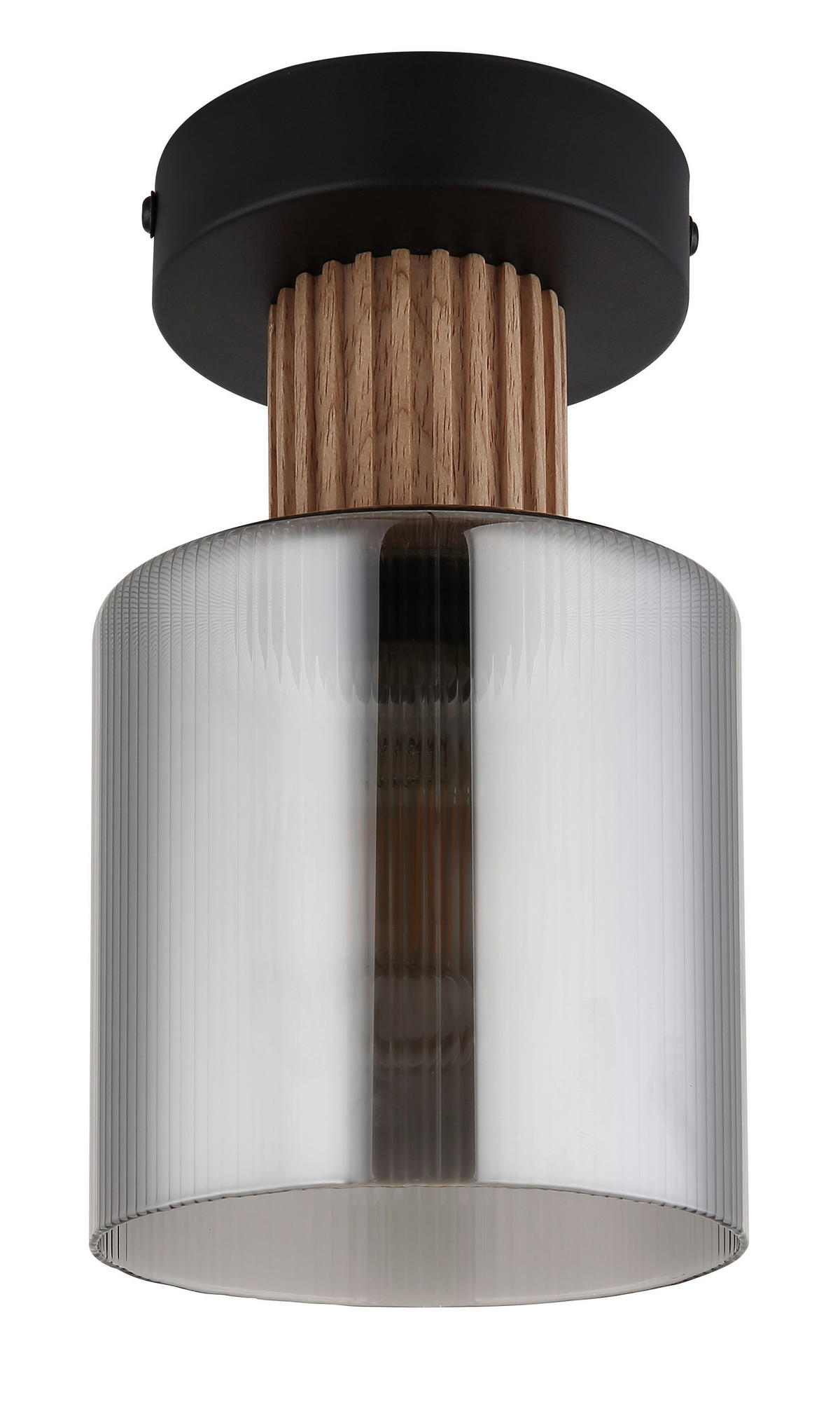 GLOBO Deckenleuchte dunkelbraun Rauch schwarz Holz Glas Metall H/D: ca. 21x12 cm 1 Brennstellen ALEIDIS - dunkelbraun/schwarz (12,00/21,00cm) - GLOBO