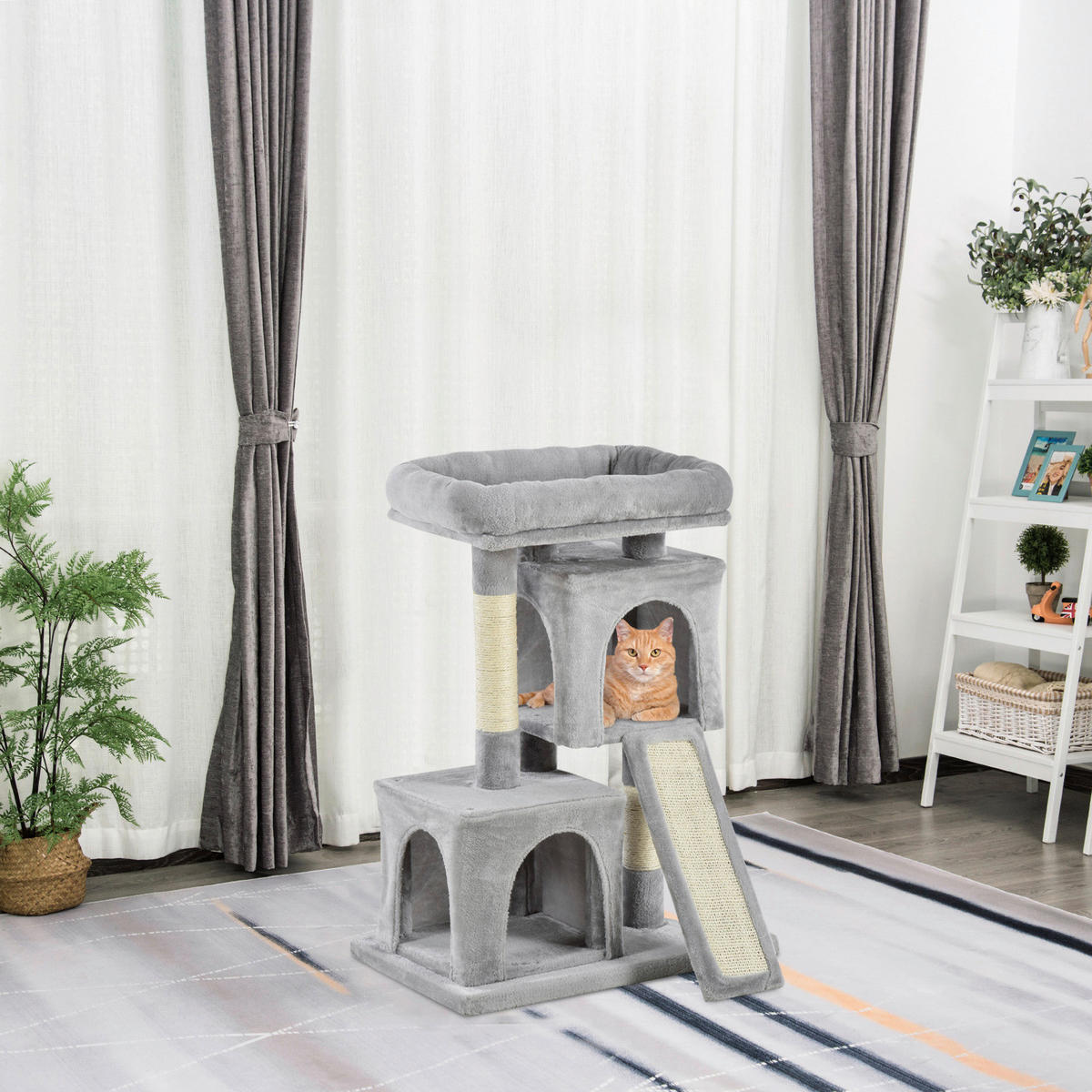 PawHut Kratzbaum hellgrau Spanplatte B/H/L: ca. 39x83x59 cm Kratzbaum - hellgrau (59,00/39,00/83,00cm) - PawHut