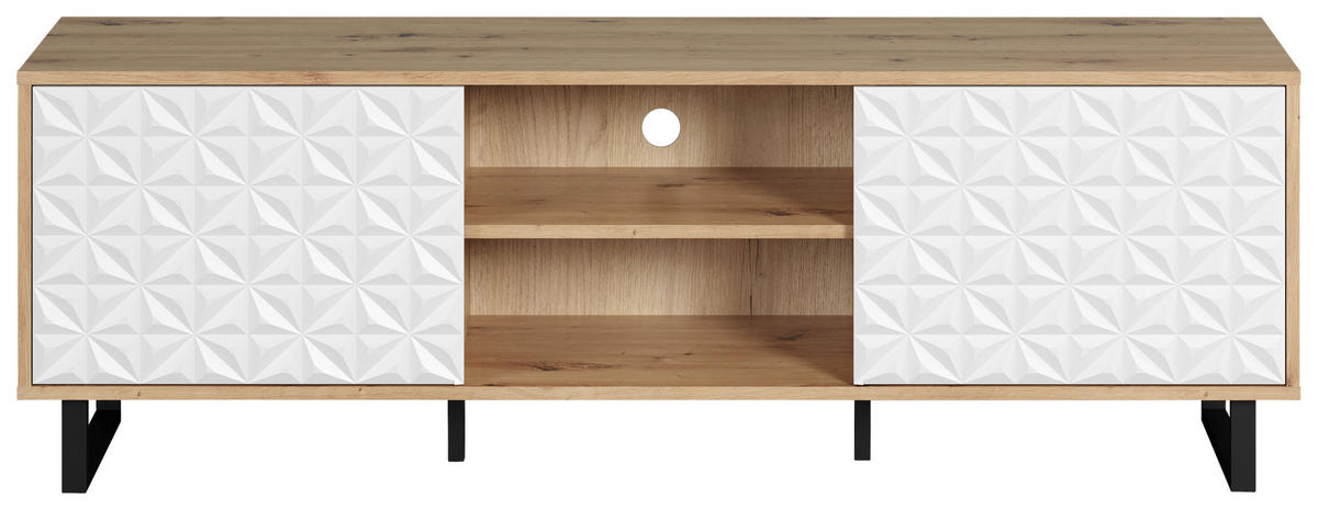 TV-Lowboard Aventura weiß matt Eiche Artisan Nachbildung B/H/T: ca. 154x52x40 cm Aventura - Eiche/weiß (154,00/52,00/40,00cm) - Trendteam