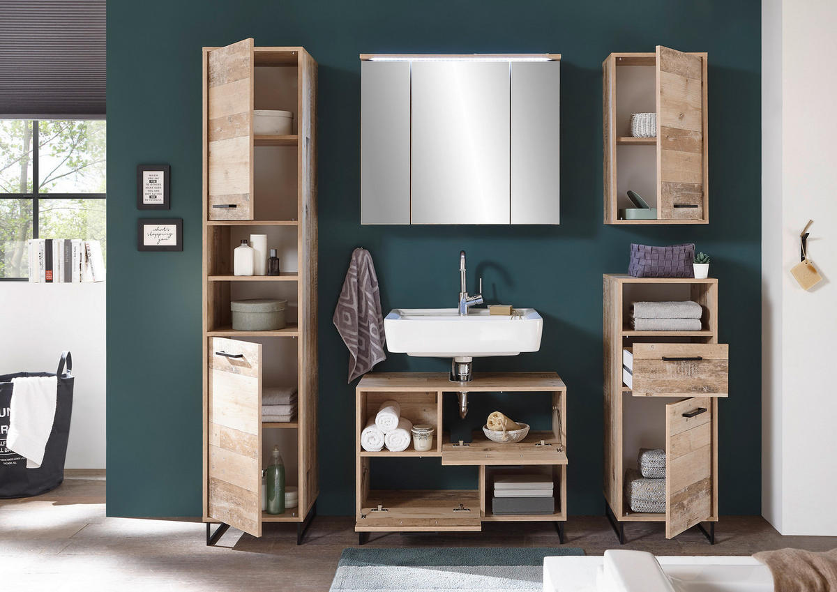 Waschbeckenunterschrank Roof Old Wood Nachbildung B/H/T: ca. 80x61x37 cm Roof - (80,00/61,00/37,00cm)