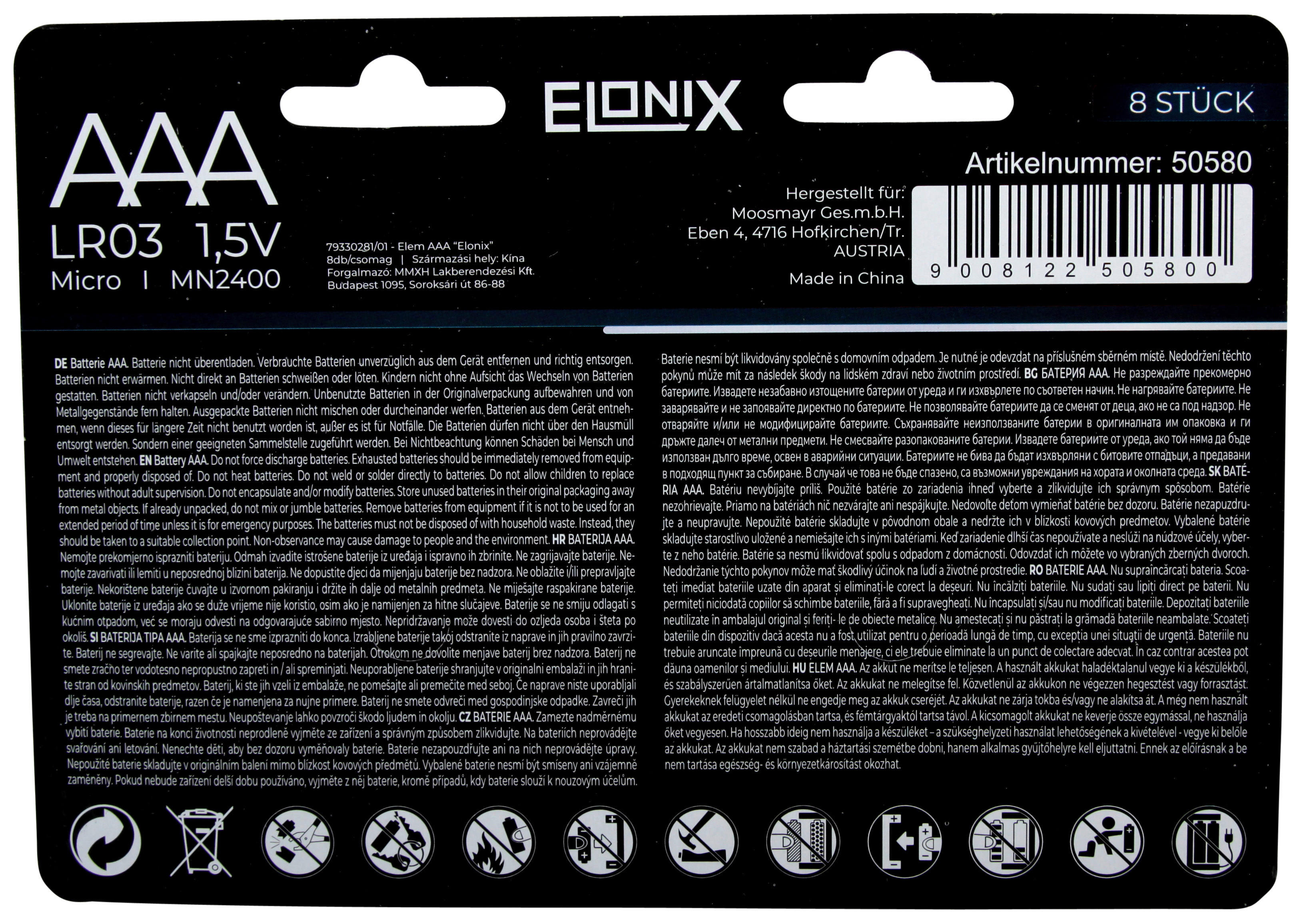 Elonix Batterie 50580 Batterie_AAA_8er_Elonix - Elonix