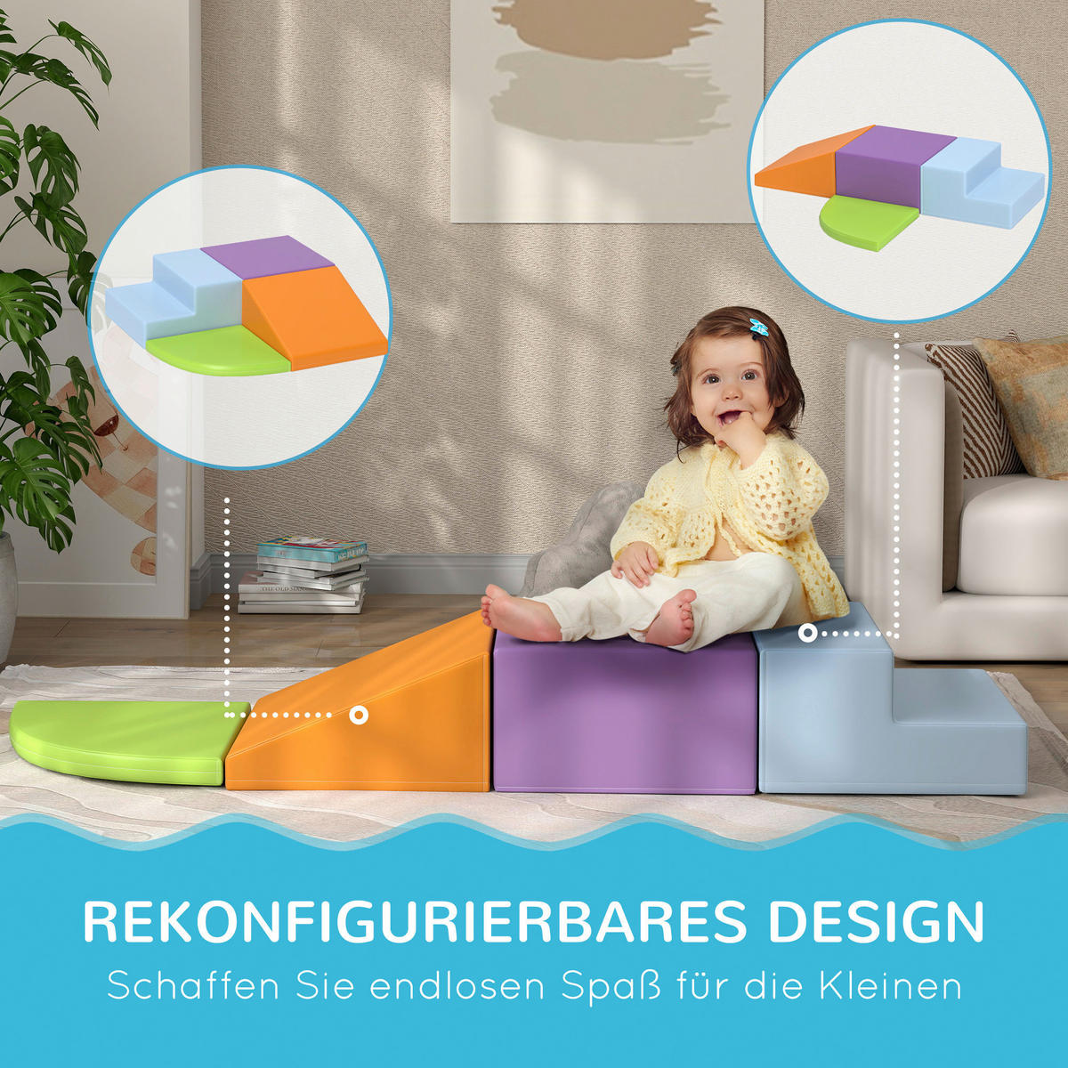 HOMCOM Bausteinset B/H/L: ca. 45x25x45 cm Bausteinset - multicolor (45,00/45,00/25,00cm) - HOMCOM
