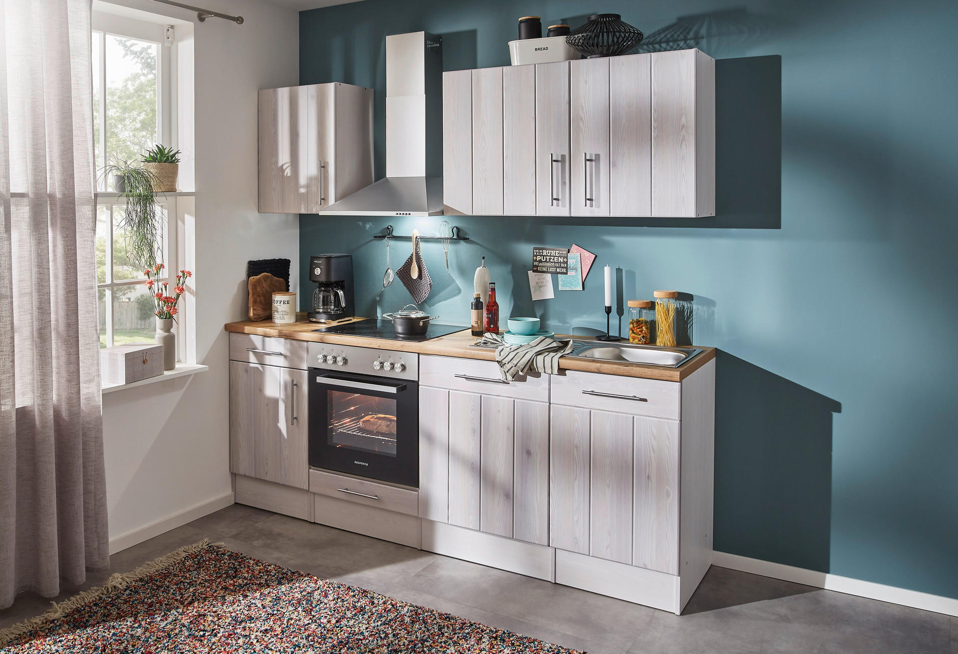 Respekta Küchenblock Premium weiß matt B/H/T: ca. 220x211x60 cm Premium - weiß (220,00/211,00/60,00cm) - Respekta