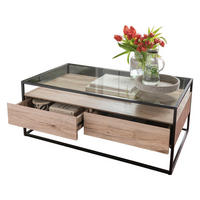 Couchtisch Bozen II glasklar Eiche Sonoma schwarz B/H/T: ca. 110x42x60 cm Bozen II - Eiche/schwarz (110,00/42,00/60,00cm)