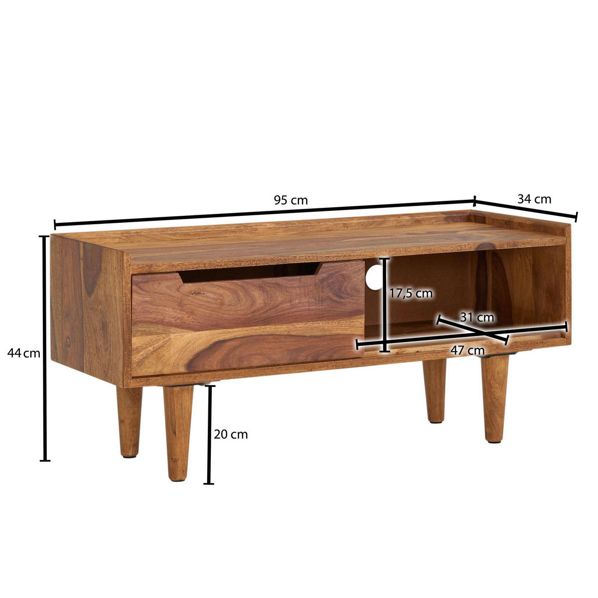 Lowboard rosenholz Nachbildung B/H/T: ca. 95x44x34 cm Lowboard - rosenholz (95,00/44,00/34,00cm) - Wohnling