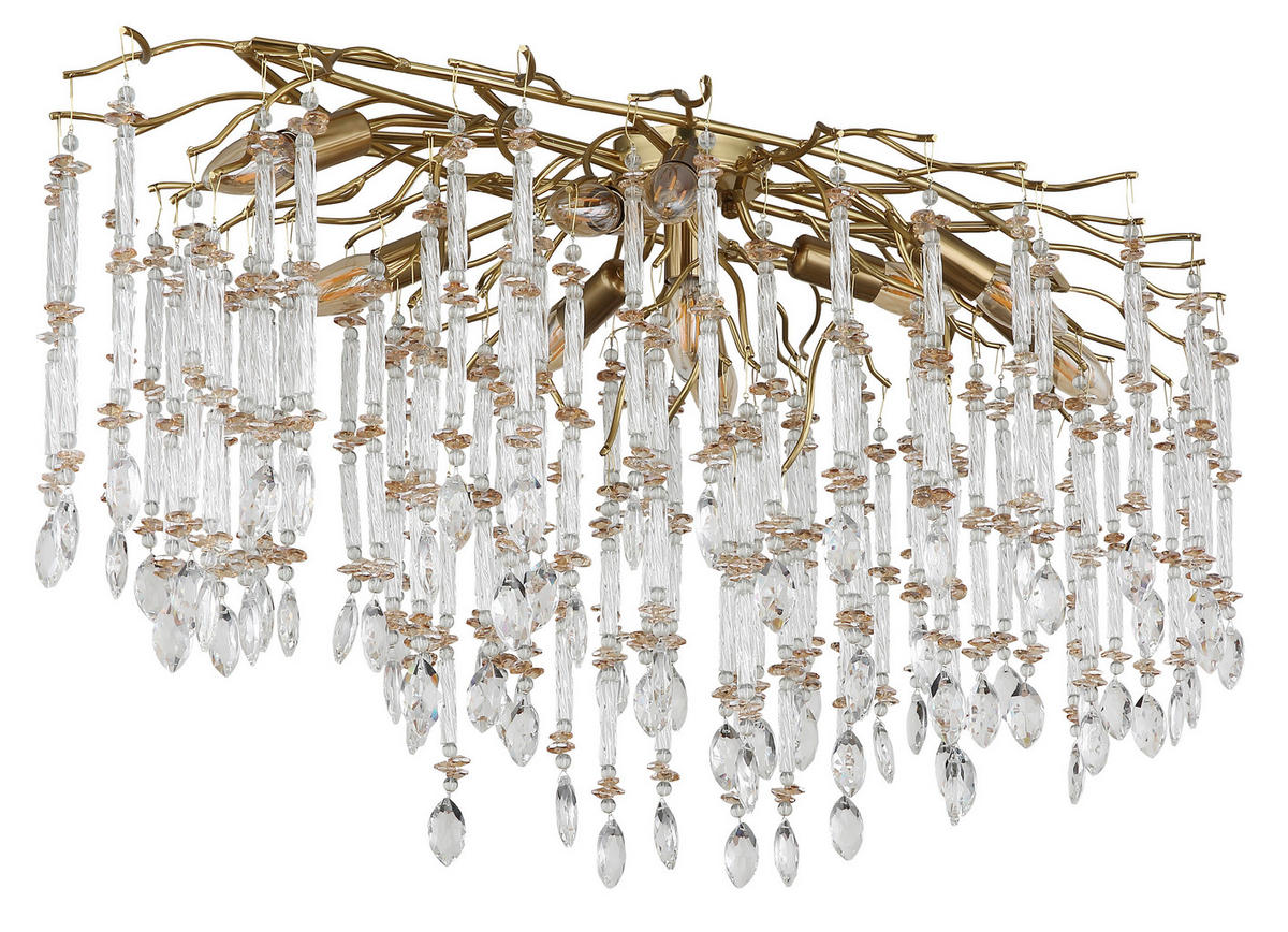 GLOBO Deckenleuchte amber gold klar Metall Glas B/H/L: ca. 55x48x100 cm E14 10 Brennstellen Gloria - gold/klar (100,00/55,00/48,00cm) - GLOBO