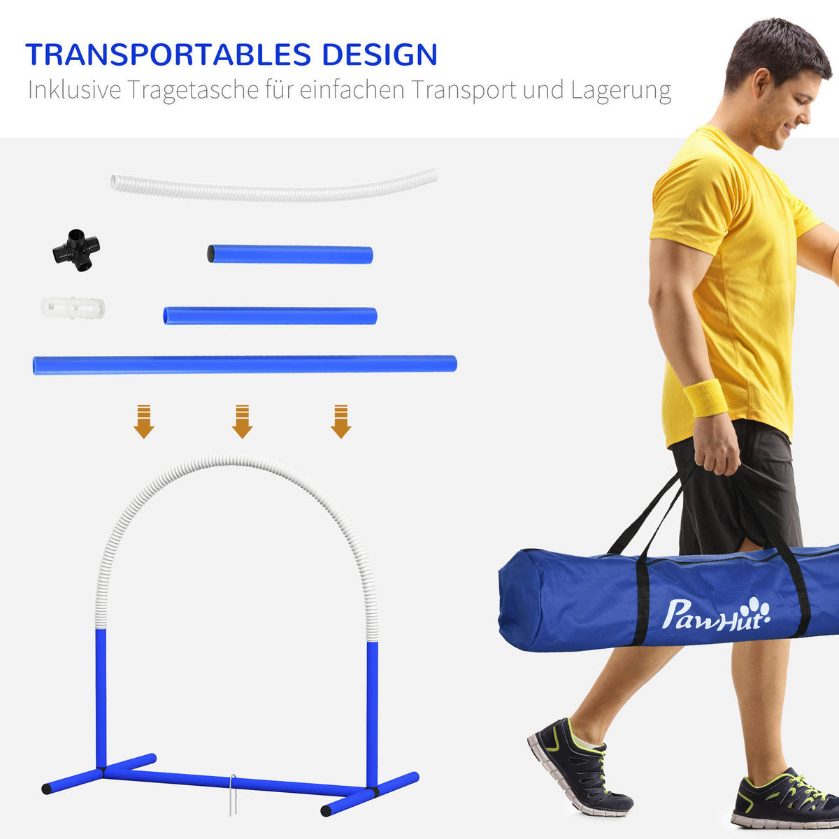 PawHut Hunde-Agility-Set blau Kunststoff B/H/L: ca. 64x95x88 cm Hunde-Agility-Set - blau/weiß (88,00/64,00/95,00cm) - PawHut