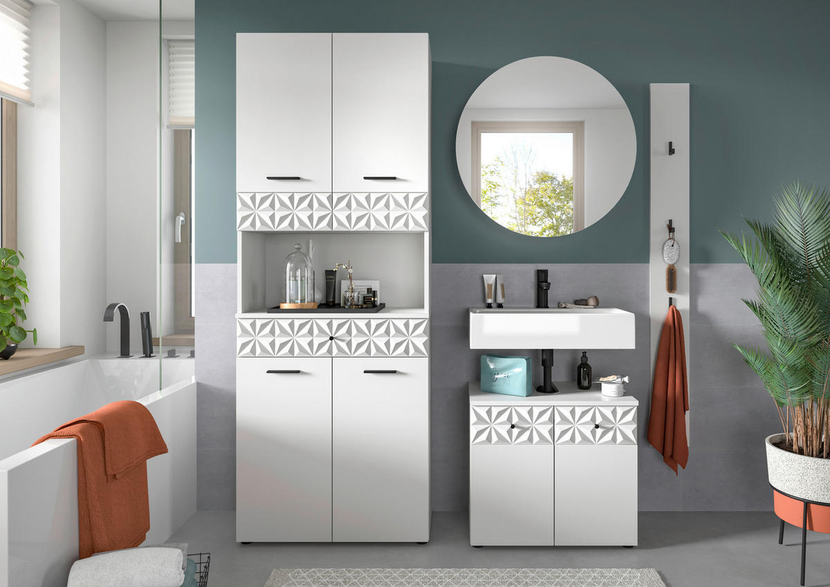 Badezimmer-Set Prisma weiß B/H/T: ca. 110x187x37 cm Prisma - weiß (110,00/187,00/37,00cm) - xonox.home