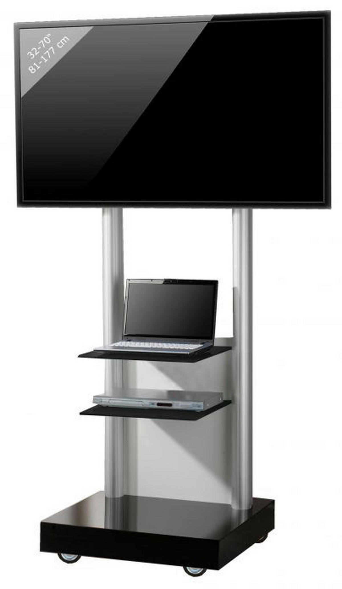 VCM TV-Standfuß TV Standfuß schwarz Monte Visolo 3 TV Standfuß - schwarz (70,00/177,00/65,00cm) - VCM