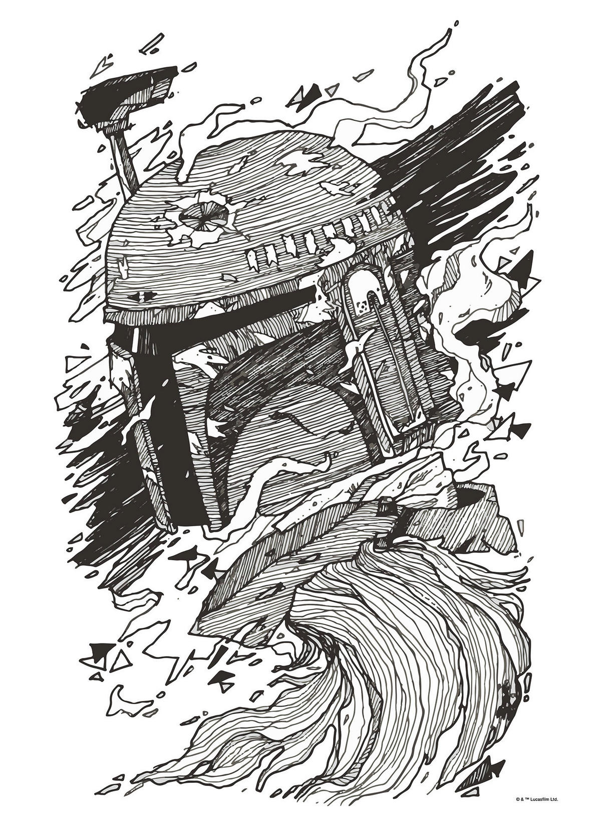 Komar Poster Star Wars Boba Fett Drawing Star Wars B/L: ca. 50x70 cm Star Wars Boba Fett Drawing - (50,00/70,00cm) - Komar