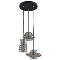SPOT Light Pendelleuchte schwarz grau Metall Glas H/D: ca. 1050x460 cm E27 3 Brennstellen Bali - schwarz/grau (460,00/1050,00cm) - SPOT Light