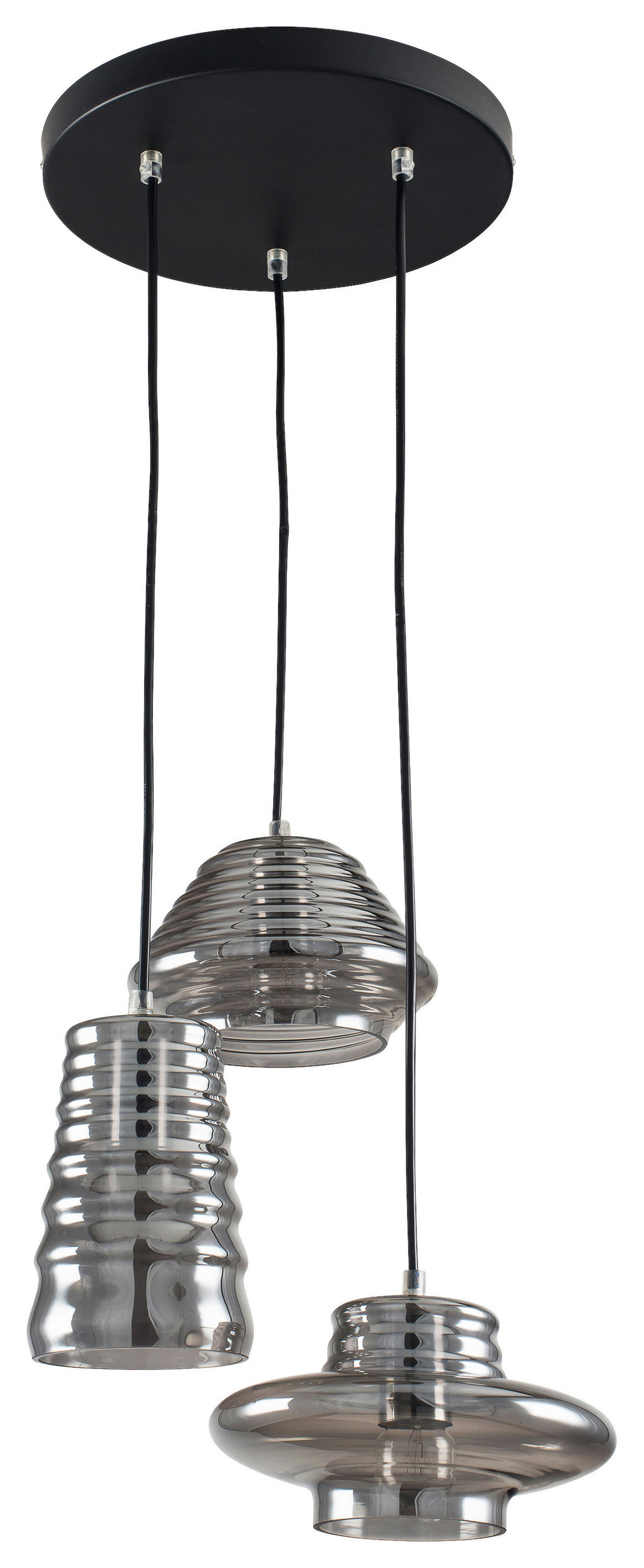 SPOT Light Pendelleuchte schwarz grau Metall Glas H/D: ca. 1050x460 cm E27 3 Brennstellen Bali - schwarz/grau (460,00/1050,00cm) - SPOT Light