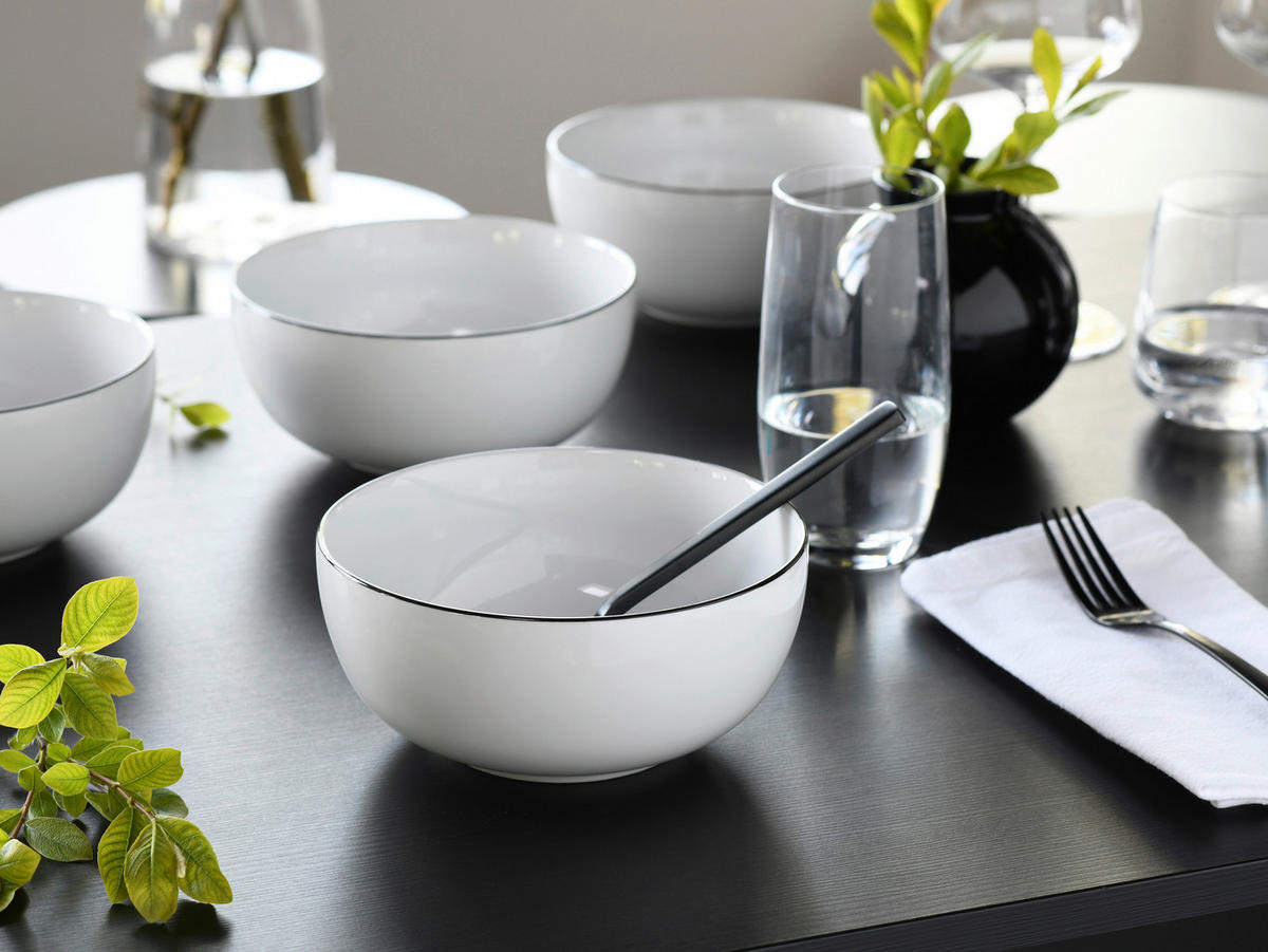 CreaTable Schüssel-Set Allround Black Line weiß Porzellan Allround Black Line - weiß/schwarz - CreaTable