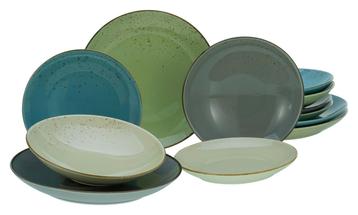 CreaTable Tafelservice NATURE COLLECTION multicolor Steinzeug 12 tlg. NATURE COLLECTION - multicolor - CreaTable