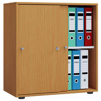 Büroschrank Lona L mit Schiebetüren buche Nachbildung weiß B/H/T: ca. 70x74x37 cm Lona L mit Schiebetüren - weiß/buche (70,00/74,00/37,00cm) - VCM Möbel