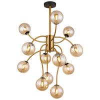 GLOBO Deckenleuchte gold messing amber Metall Glas H/D: ca. 93x62 cm G9 12 Brennstellen RIHA - gold/messing (62,00/93,00cm) - GLOBO