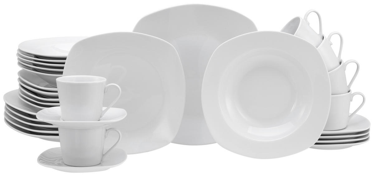 CreaTable Kombiservice Amelie weiß Porzellan 30 tlg. Amelie - weiß - CreaTable