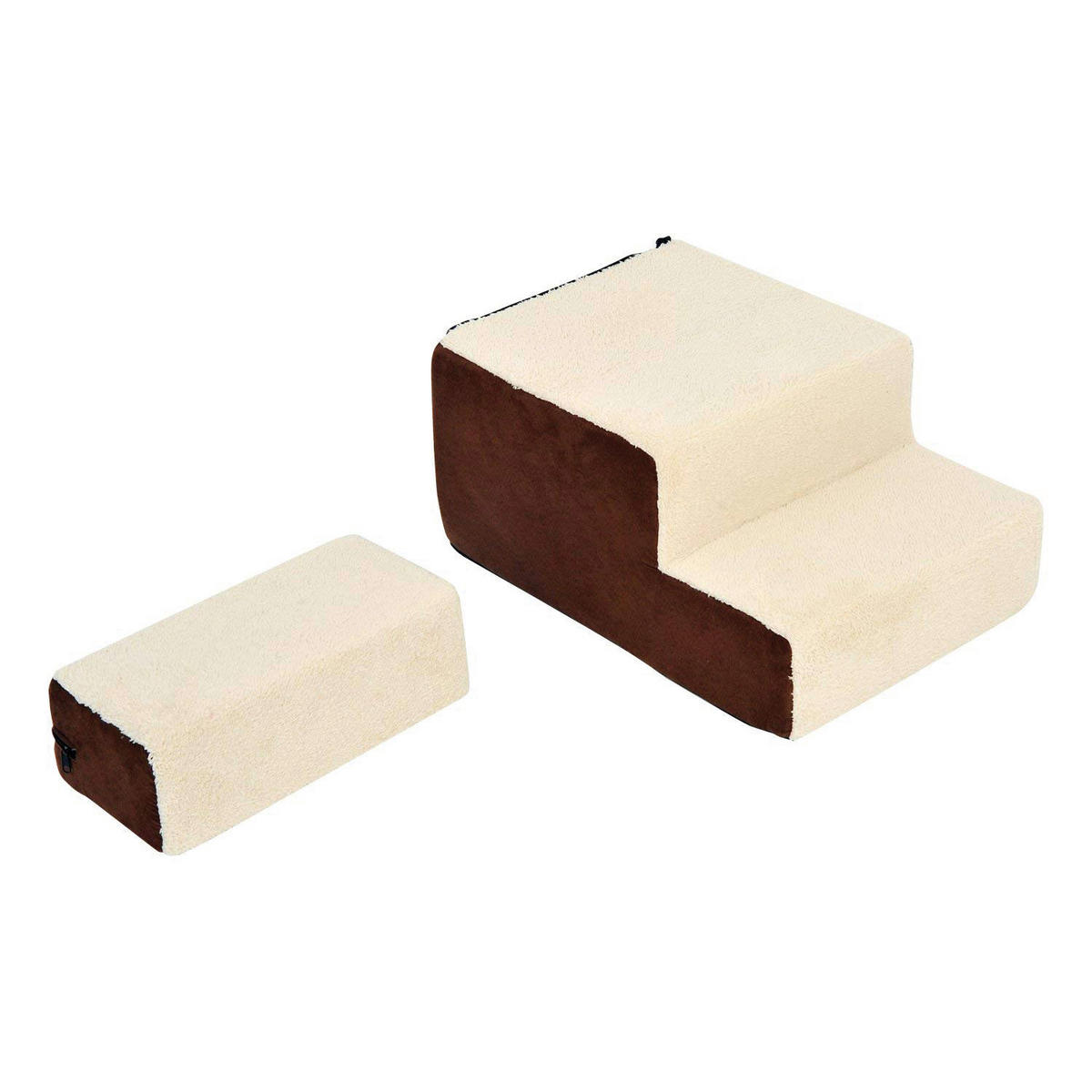 PawHut Hundetreppe beige Schaumstoff B/H/L: ca. 40x39x54 cm Hundetreppe_mit_Plüsch - beige (54,00/40,00/39,00cm) - PawHut