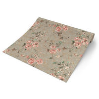 Rasch Vliestapete Blumen grau rosa gold B/L: ca. 53x1005 cm Vliestapete_509052 - gold/rosa (53,00/1005,00cm) - Rasch