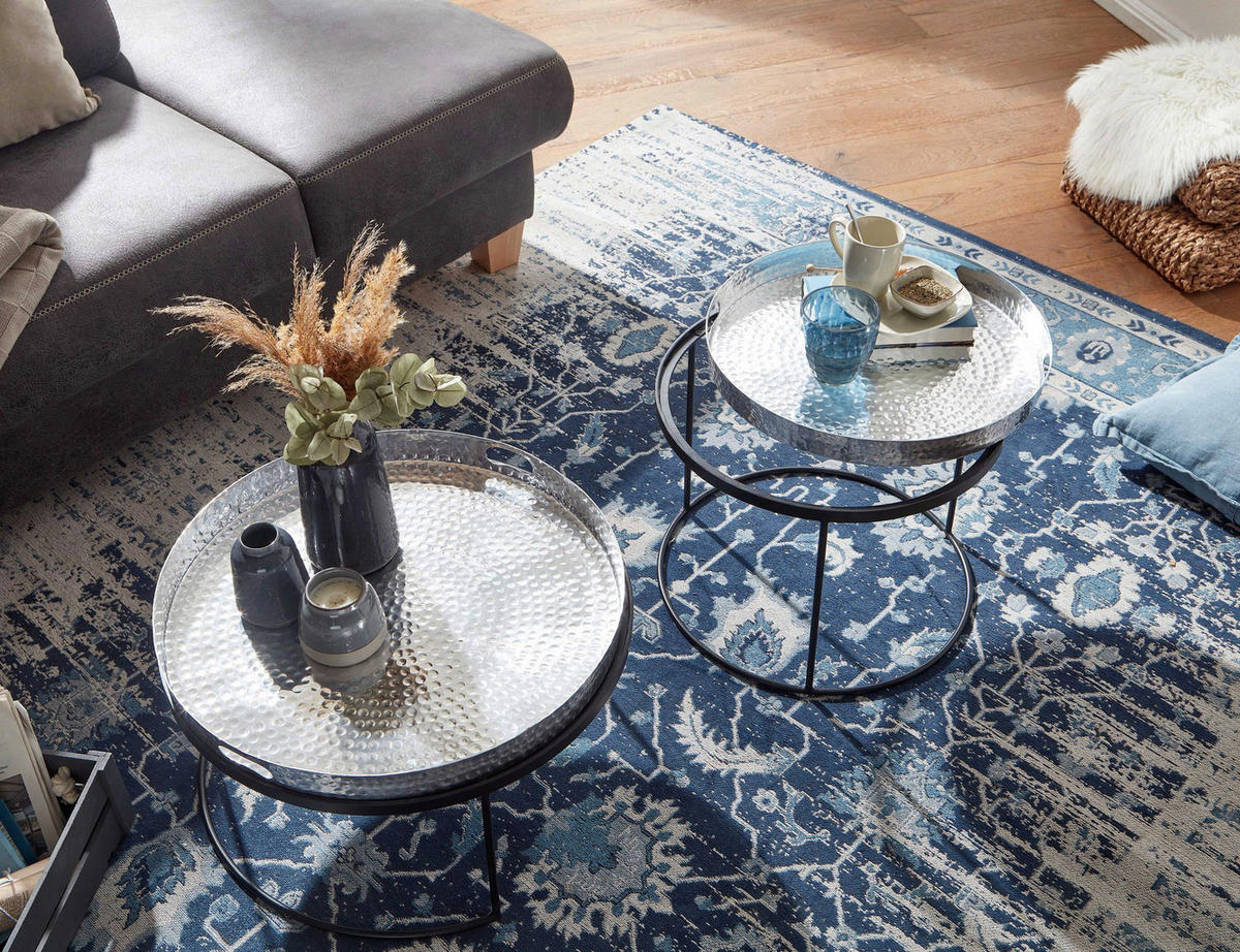 Couchtisch 2er-Set. silber B/H/T: ca. 56x33x56 cm 2er-Set. - silber (56,00/33,00/56,00cm) - Wohnling