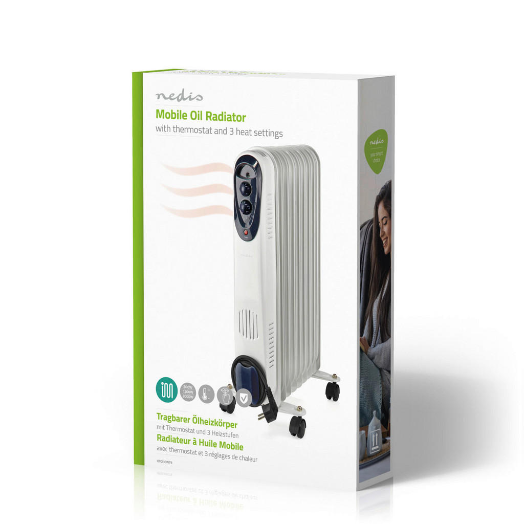 Thumbnail - Nedis Öl-Radiator weiß Metall B/H/L: ca. 23,9x62,5x36,8 cm ca. 2000 W