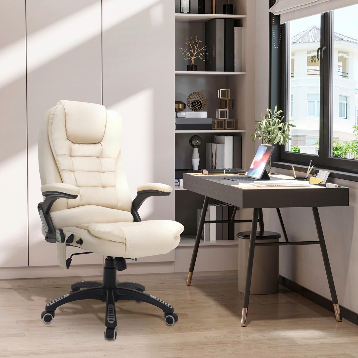 Chefsessel A2-0057 beige PVC Kunstleder A2-0057 - beige (62,00/111,00/68,00cm) - HOMCOM