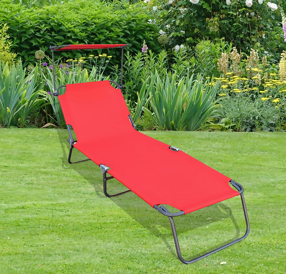 VCM Sonnenliege rot Polyester-Mischgewebe B/H/L: ca. 55x34x190 cm Sonnenliege - rot (190,00/55,00/34,00cm) - VCM