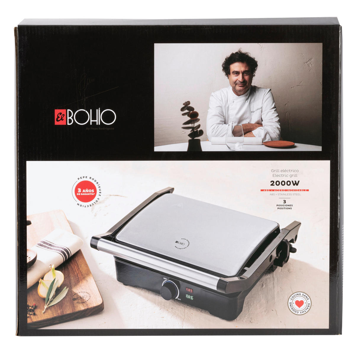 BERGNER Kontaktgrill silber B/H/L: ca. 15x37x38 cm EL BOHIO - schwarz/silber (38,00/15,00/37,00cm) - BERGNER