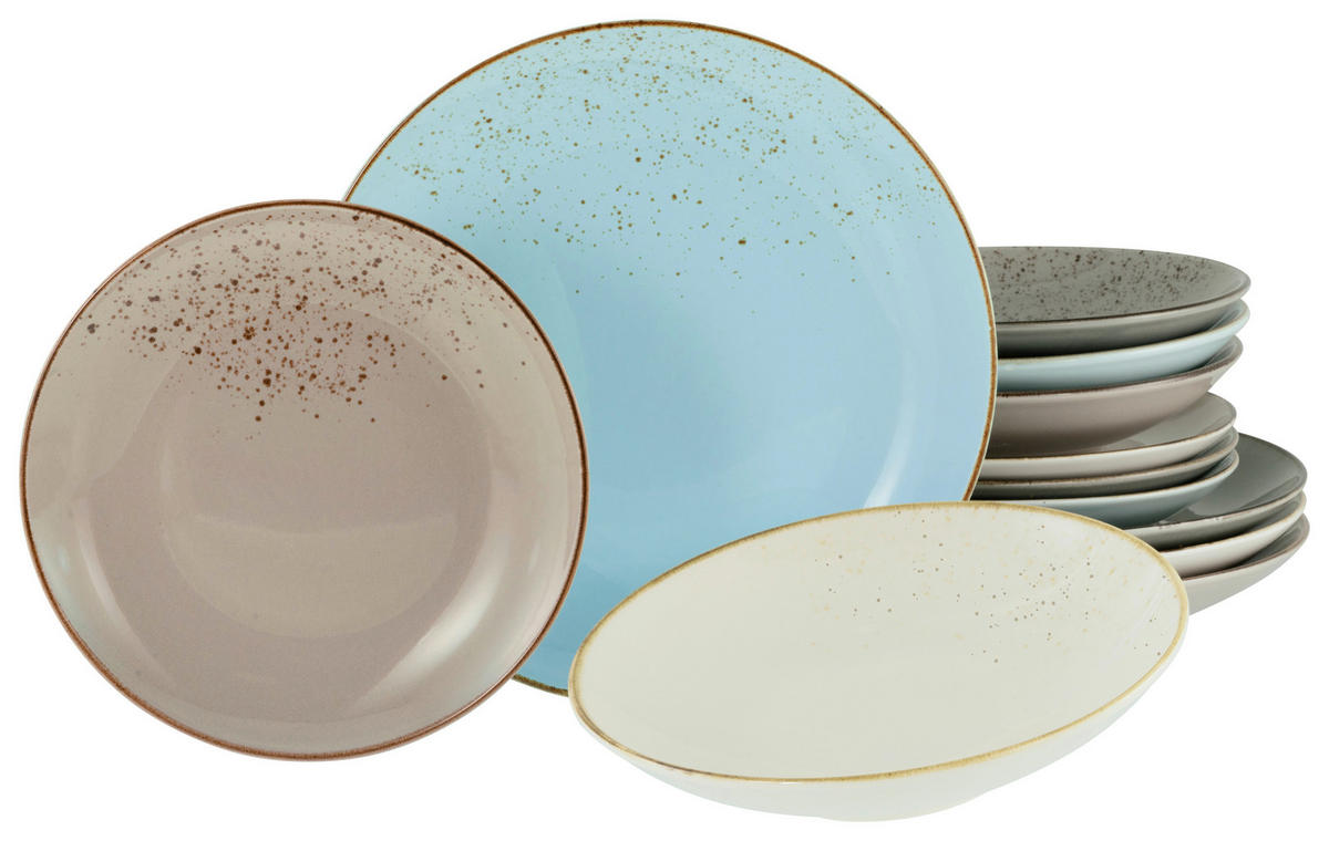 CreaTable Tafelservice Nature Collection Scandic bunt Steinzeug 12 tlg. Nature Collection Scandic - bunt - CreaTable