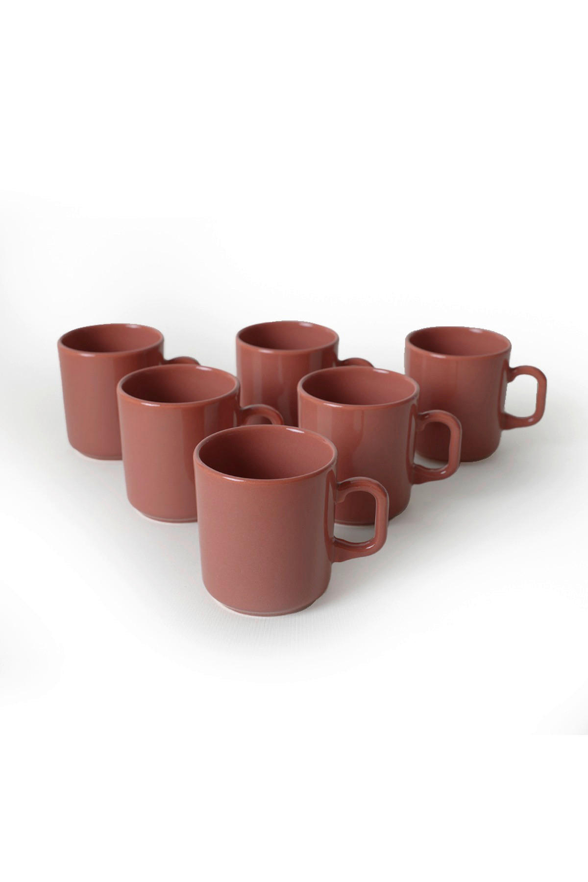 HermiaConcept Teetasse 6-tlg. rot Steingut B/T/L/D: ca. 8x8x8x8 cm 6-tlg. - braun/rot (8,00/8,00cm) - HermiaConcept